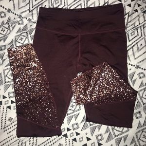 Maroon Leggings with Gold Flecks